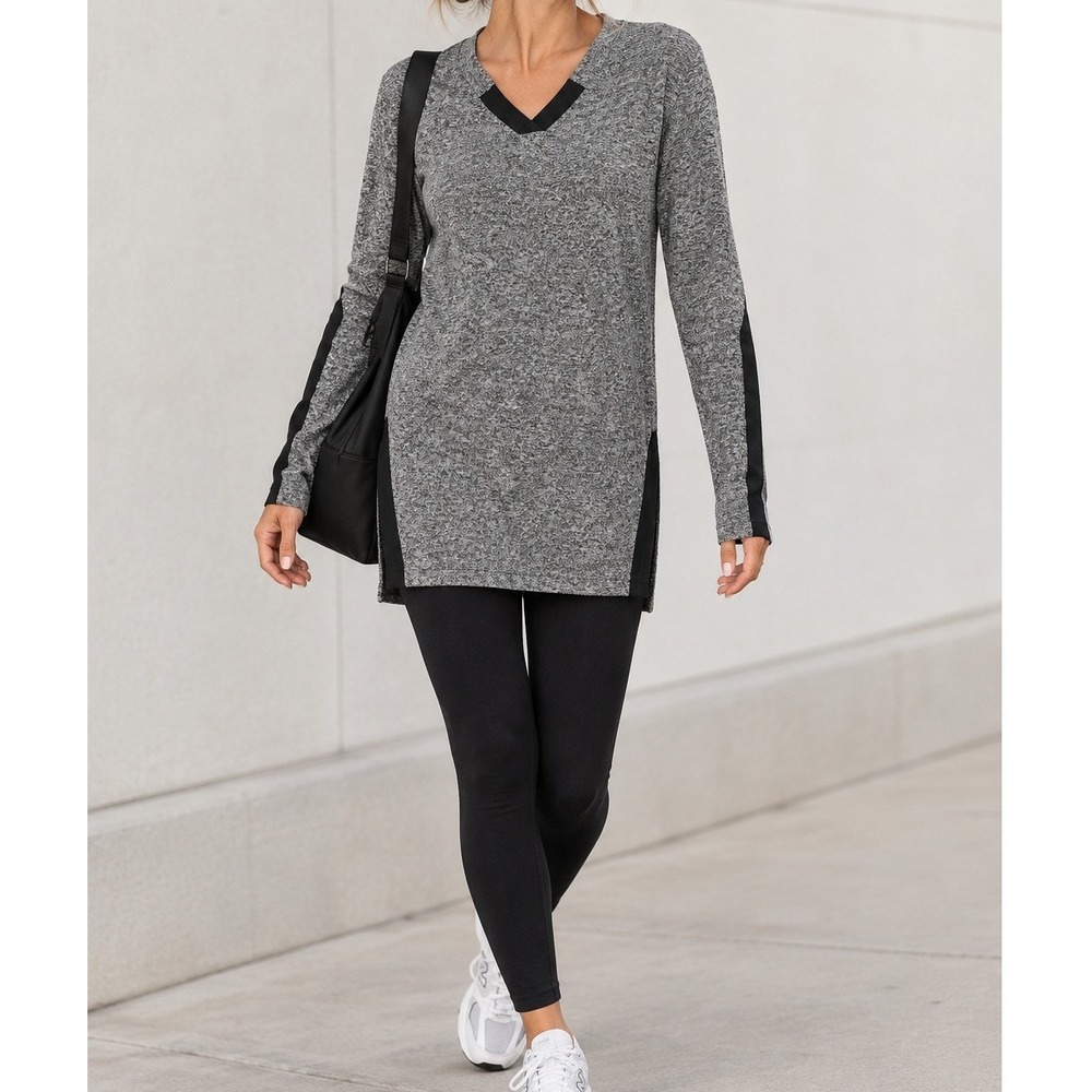 Smartwool Womens Shadow Pine Tunic Sweater Merino Wool Small Marled Gray